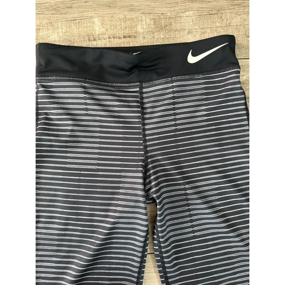 Nike Youth Girls Black/White Striped Dri-Fit Leggings Size XL